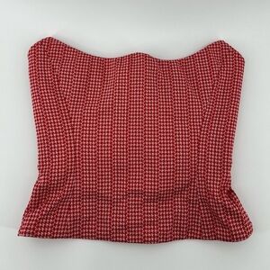 Versace Gianni Versace Red White Houndstooth jagged edge bustier top sz 40 NWT